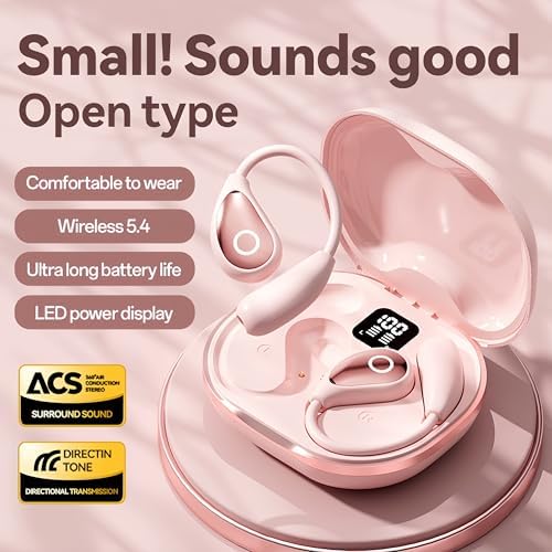 Stylish Pink Bluetooth Earbuds for Active Women – High-Performance Sports Headphones with 36-Hour Battery Life, IPX7 Waterproof Design, Secure Over-Ear Hooks, and Touch Control – Ideal for Gym, Running, and HD Sound Experience with Quick Charge Feature