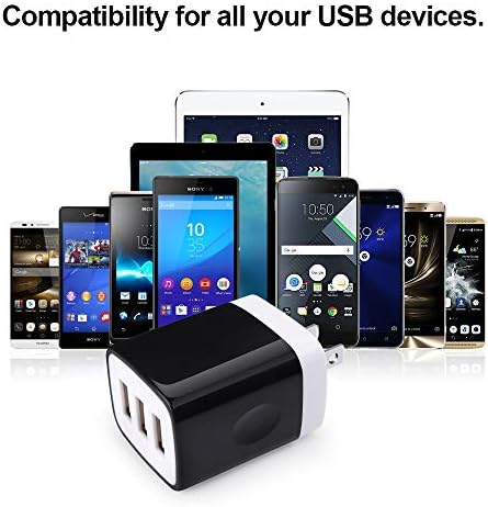 Sicodo 3-Pack USB Wall Charger Adapter – Universal 3.1 A Multi-Port Fast Charging Block for i Phone 16/15/14/13/12 SE/11 Pro, Samsung Galaxy S24/S23/S22/S21 Ultra, and Google Devices – Compact Travel Charger for On-the-Go Power Solutions
