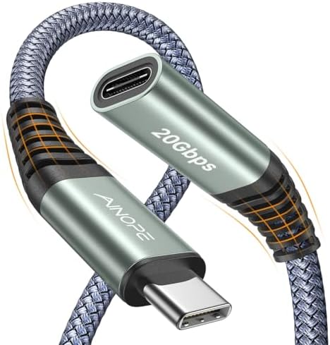 Maximize Your Connectivity with AINOPE 10 FT USB C Extension Cable – 20 Gbps Data Transfer & 240 W Charging Power, Ideal for i Phone 16 Pro Max, PSVR2, Mac Book Air M2 Pro, and More – Stylish Blue Design for Enhanced Flexibility and Performance
