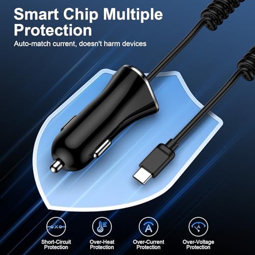 Starlink Mini Power Cable 10 FT – Versatile 3-in-1 Car Charger with Cigarette Lighter Adapter for 12 V-24 V Vehicles, Featuring Digital Display and Dual Fast Charging USB Ports (30 W USB-C PD & 18 W USB-A) for Enhanced Device Compatibility and Performance on the Go