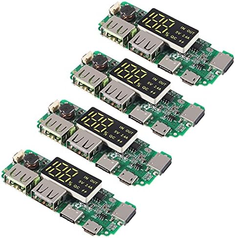 Ultimate Dual USB 18650 Charging Board – 4-Pack Lithium Battery Module with Enhanced Safety Features for DIY Power Bank Creations – Fast Charging at 5 V 2.4 A, Ideal for Versatile Mobile Applications, Overcharge & Short Circuit Protection