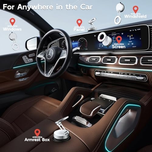 Magnetic Suction Cup Phone Mount for Magsafe, Foldable and 360° Retractable Hands-Free Vacuum Car Phone Holder for Car/Gym/Mirror/Smooth Surface, Compatible with iPhone Android, White – Enhanced Compatibility and Speed