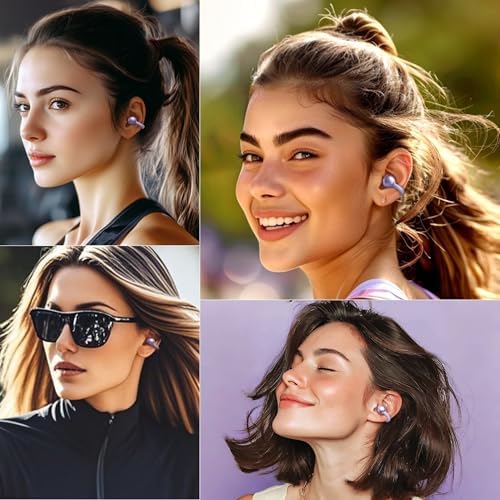 M97 Featherlight Open Ear Bluetooth 5.3 Clip-On Earbuds – Superior Waterproof Headphones with 50-Hour Battery, Immersive Deep Bass, and Quick Charge – Perfect for Running, Gym, and Active Lifestyles in Trendy Purple