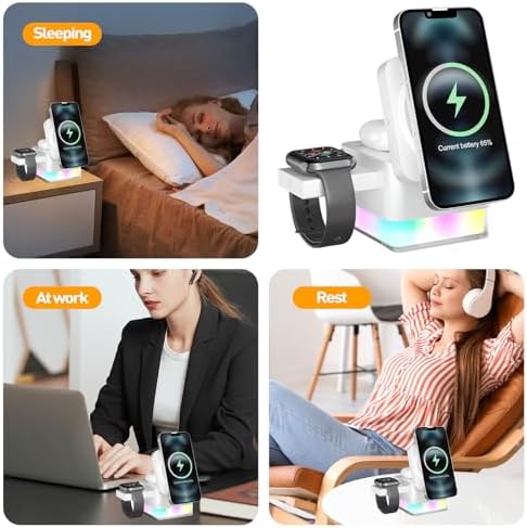 APSARAS 3-in-1 Wireless Charging Station for i Phone 16/15/14/13/12, Air Pods & Apple Watch Series S11 – Stylish Mag Safe Compatible Dock with Enhanced Speed and Safety Features for Clutter-Free Charging Solutions