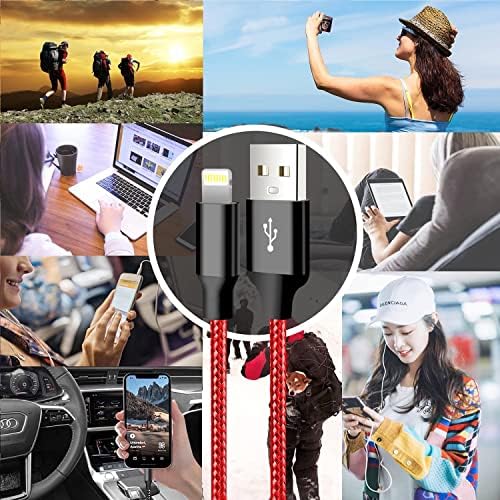 Premium 5-Pack i Phone Charger Set: MFi Certified Nylon Braided Fast Charging Cables (3 FT, 6 FT, 10 FT) for i Phone 14/13/12/11/X/Max/8/7/6/5/SE/i Pad – Unmatched Durability & Versatile Lengths for Every Lifestyle