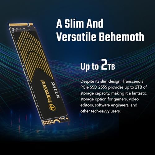 Elevate Your Computing Experience with the Transcend 256 GB M.2 2280 SSD – Achieve Lightning-Fast Speeds of Up to 1,600 MB/s for Seamless Gaming and Multitasking, Featuring PCIe NVMe Gen3 x4 Compatibility, 3 D TLC NAND Technology for Enhanced Durability, and Intelligent LDPC Error Correction for Unmatched Data Integrity. Perfect Upgrade for Ultrabooks, Laptops, and Desktops!