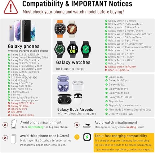 Ultimate 3 in 1 Wireless Charging Station for Samsung Devices – Fast Charge Galaxy Watch 7/6/5/Pro, Galaxy S25/Edge/Ultra/S25+/S24/S23/Note 20/10, Z Flip 7/6, and Fold 7/6 with Galaxy Buds 3/2/Pro/Live – Sleek, Space-Saving Design for Efficient Multi-Device Powering and Enhanced Compatibility