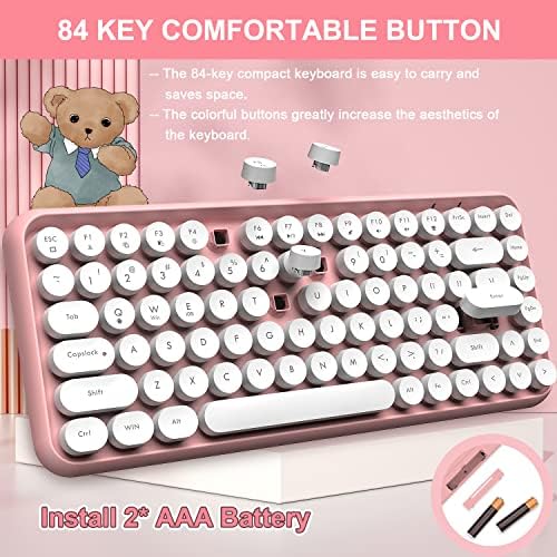 FELICON Retro Mini Wireless Bluetooth Keyboard – Portable 84-Key Typewriter Design for Android, i Pad, Windows & PC – Perfect Companion for Home & Office with Enhanced Compatibility and Rechargeable Battery