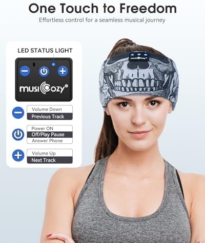 MUSICOZY Bluetooth 5.4 Sleep Headband Headphones – Ultimate Wireless Comfort for Sleep, Workouts, and Travel – The Perfect Gift for Active Lifestyles with Rapid Pairing and Sweatproof Design