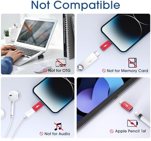 Tech Matte USB C to Lightning Adapter [4-Pack] – 12 W Fast Charging Solution for i Phone 14 & Earlier Models, i Pad, i Pod, Air Pods – Sleek Burgundy Red with Anti-Lost Holder for Ultimate Portability and Durability
