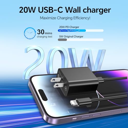 Elevate Your Charging Experience with the 4-Pack USB C Fast Charger Set – 20 W PD Wall Chargers with 6 FT & 10 FT USB C to Lightning Cables for i Phone Models 14/13/12/11/XS/XR/X/SE/8 – Sleek, Travel-Friendly Design for Rapid Power Delivery and Everyday Convenience
