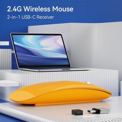 Elevate Your Computing with the Uiosmuph G11 Wireless Mouse – Stylish Purple Slim Design, USB C Rechargeable & Silent Click Technology for Effortless Precision and Comfort on Laptop, Mac, and PC