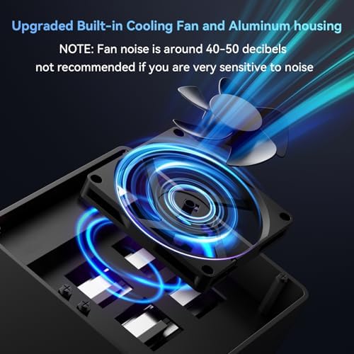 Sleek Aluminum Dual Bay Hard Drive Enclosure with Cooling Fan for 2.5”/3.5” SATA HDD/SSD – Tool-Free USB A/C 3.0 External Storage, Hot-Swappable, Daisy Chain Expansion – Ultimate Data Solution for Professionals and Casual Users