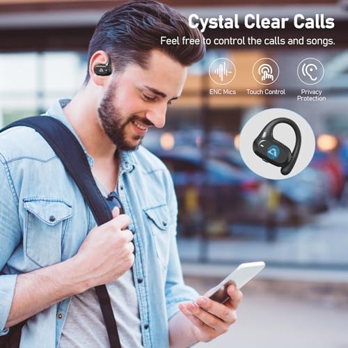 YMOO Open Ear Wireless Bluetooth 5.2 Headphones – Superior Comfort Sweatproof Air Conduction Earbuds, 34-Hour Playtime, Ultra-Low 40 ms Latency for Gamers and Fitness Enthusiasts, Impressive Hi-Fi Sound Quality, Lightweight and Secure Design for Ultimate Awareness (Black)