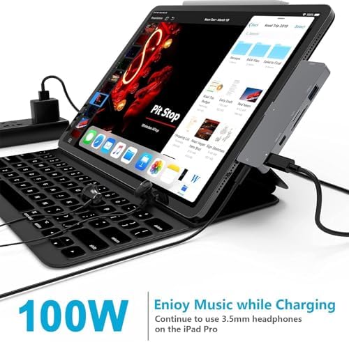 Ultimate 7-in-1 i Pad Pro & Air Adapter – Unleash 4 K HDMI, USB 3.0, and 3.5 mm Audio Jack for Seamless Connectivity – Power Up with USB-C PD Charging and Effortless SD/Micro SD Access – Transform Your i Pad Experience with Enhanced Functionality and Speed