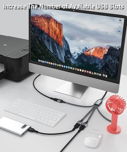 Elebase 4-Port USB Splitter 3.3 FT – High-Speed USB-A Data Transfer & Charging Hub for PC, Mac Book, and Laptop – Versatile Multi-Port Extension Cable for Enhanced Device Connectivity and Performance