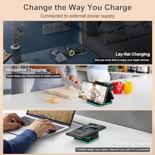 Ultimate Foldable 3-in-1 Wireless Charging Station – 15 W Fast Charger for Samsung Galaxy S25 Ultra, S24, S23 Ultra, Watch 7/6/5/4/3, and Pixel 9/8 Pro – Portable Multi-Device Travel Charger with Enhanced Compatibility and Sleek Design for Effortless Power Management