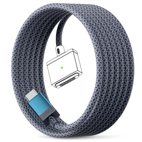 seynli 140W USB-C to Magnetic 3 Cable for MacBook Power Adapter, Nylon Braided Safe 3 Cable Compatible with Book Air 2024 M3 Pro & Max 13″ 15″, MacPro 2021 2023 14″ 16″, Mac Book Air 2022 2023, 6.6ft – Enhanced Compatibility and Speed