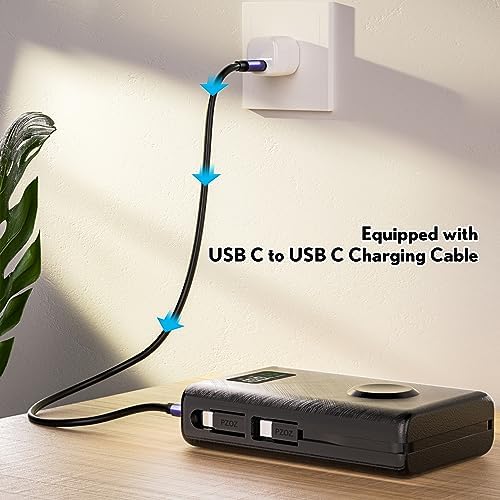 pzoz 20000 m Ah Ultra-Portable Power Bank with Magnetic Wireless Charger for Apple Watch – Rapid USB Type C PD Travel Charger for i Phone 15/16 and More – High-Capacity Battery Pack for On-the-Go Charging Solutions – Sleek, Durable Design with LED Indicators for Smart Charging Management