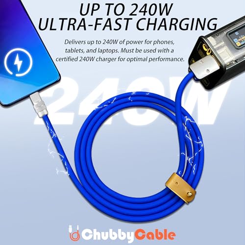 Chubbycable Chubby 2.0 Premium Fast Charging Cable – 240 W Power Delivery, 4.9 ft Type-C to Type-C Silicone Cord, Tangle-Free Design in Eye-Catching Red for Optimal Data Transfer and Enhanced Durability
