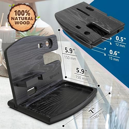 BarvA Wood Docking Station | Phone Stand & Desk Organizer | Night Stand Charging Station & Phone Holder | Portable Nightstand Organizer for Men’s Accessories | Ideal Gifts for Men – Enhanced Compatibility and Speed