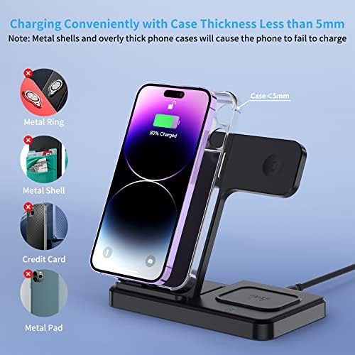 Revolutionize Your Device Power-Up: Premium 3-in-1 Wireless Charging Station for Apple Products – 18 W Fast Charge for i Phone 15, 14 Pro Max, 13, 12, 11, Apple Watch Series 8-2, and Air Pods Pro, 3, 2 – Sleek, Space-Saving Design for Effortless Multi-Device Charging in Home or Office – Enjoy Unparalleled Convenience, Speed, and Durability with High-Quality Materials, Tailored for Tech Enthusiasts Seeking a Clutter-Free Power Solution.