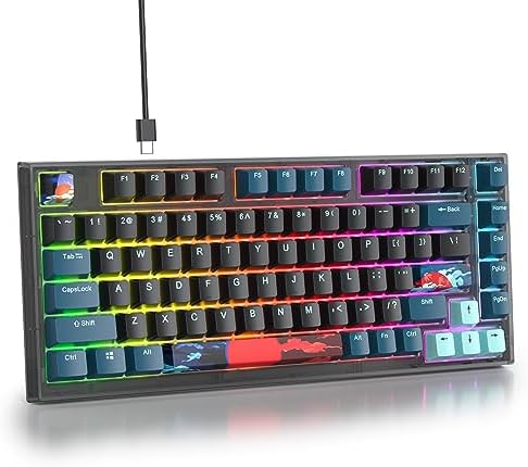 Transform Your Gaming Setup with the 75% Monster B Wired Mechanical Keyboard – 82 Keys, Gasket Mount Design, Hot-Swappable White Switches, RGB Lighting, Programmable Features for Mac/Windows – Unmatched Speed and Comfort for Gamers and Professionals