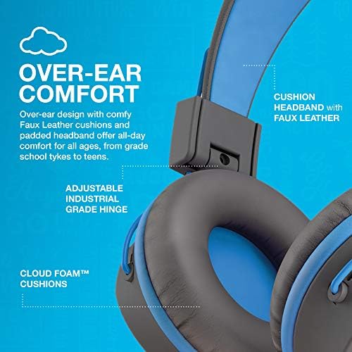 Experience Superior Sound with JLab JBuddies Studio On-Ear Kids Headphones – Safe Volume Limiter, Adjustable & Folding Design, Noise Isolation, Built-in Mic for Toddler Audio Enjoyment (Graphite/Blue) – Perfect for Home, School, and Travel