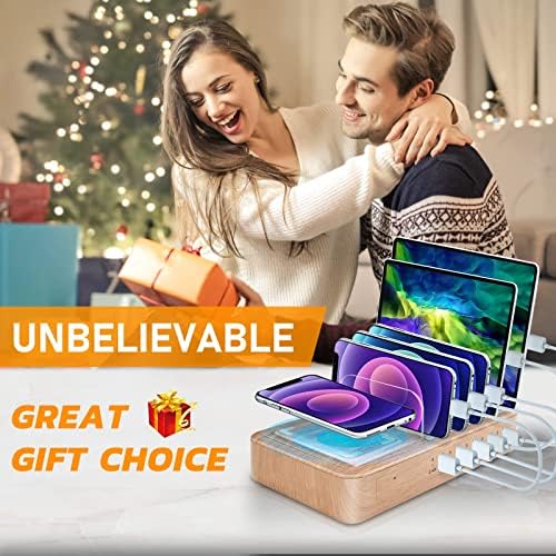 Advanced 2025 Multi-Device Wireless Charging Station: Ultimate USB Charging Dock for Seamless Apple and Android Compatibility, Family-Friendly Organizer with Six Fast-Charge Cables, Stylish Design for Home or Office, Smart Charging Technology for Efficient Power Management