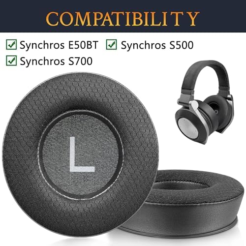 Premium SOULWIT Mesh Earpads for JBL Synchros E50, E50 BT, S500, S700 Wireless Headphones – Ultimate Noise Isolation and Comfort Upgrade in Stylish Black Gold – Durable Replacement Cushions for Enhanced Audio Experience