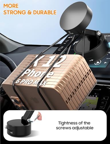 Vacuum Magnetic Phone Holder for Car – [ 360° Rotation & Foldable] Strong Suction Vacuum Magnetic Cell Phone Holder Stand, Height Adjustable Magnetic Phone Mount, For iPhone/All Phones (Any Surface) – Enhanced Compatibility and Speed