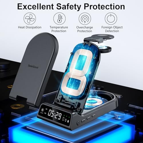 Ultimate 3-in-1 Wireless Charging Station for Samsung Devices – Foldable and Portable Charger for Galaxy S25 Ultra/S25+/S25/S24 Ultra/S23/S22, Galaxy Watch Ultra/7 6/5/4/3, and Galaxy Buds 3/3 Pro – Fast Charging Compatibility (Adapter Not Included) – Streamlined Design for Home and Travel Use