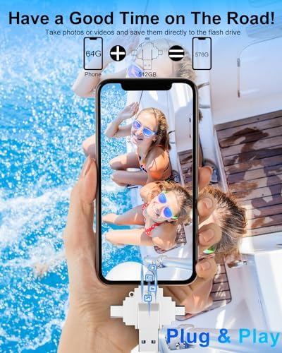 MFi Certified 64 GB Multi-Device Photo Stick – Ultimate 4-in-1 USB Flash Drive for i Phone, i Pad, Android, PC, and Mac – Fast Data Backup & Easy Media Management for Photos, Videos, and Contacts – Compact External Storage Solution