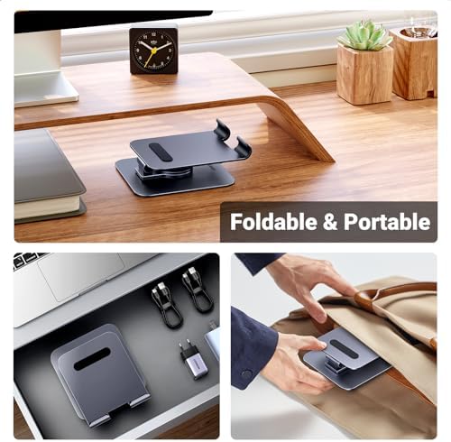 UGREEN 360° Rotating Tablet Stand for Desk – Adjustable Aluminum Tablet Holder for i Pad Pro, Air, Mini 6/5 – Lightweight Portable Design for Home & Office Use – Enhance Your Viewing Experience with Ergonomic Comfort and Modern Style
