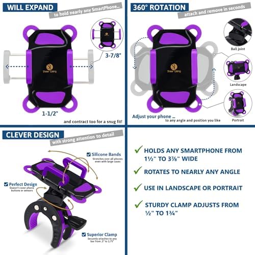 Universal Baby Stroller & Bike Phone Holder – Versatile Mount for Shopping Carts, Golf Carts, and More – Secure Clamp for i Phone and All Smartphones – Durable, Weather-Resistant Design for Active Lifestyles – Hands-Free Convenience for Parents and Fitness Enthusiasts