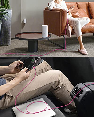 10 ft USB C to USB C Charging Cable – Fast 60 W Power Delivery Braided Cord for Galaxy S23 Ultra, i Phone 15/16, i Pad Pro, Mac Book – Durable, Tangle-Free Design in Purple, Green, Blue, Pink for Maximum Flexibility and Style