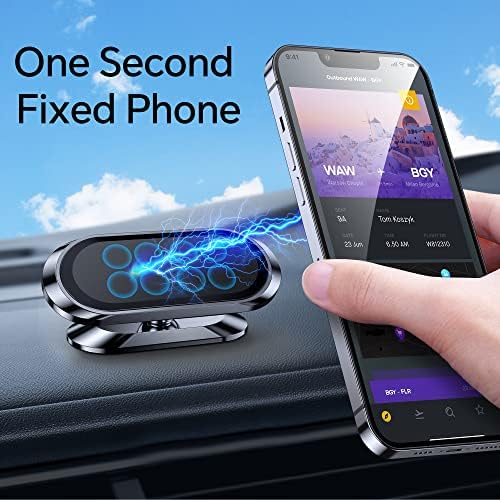 2-Pack Magnetic Car Phone Holder – Ultimate Dashboard Mount with Strong Magnet for i Phone & Samsung – Secure Phone Grip with 4 Metal Plates for Enhanced Compatibility & 360-Degree Rotation – Effortless Installation & Stylish Design for Safe Driving