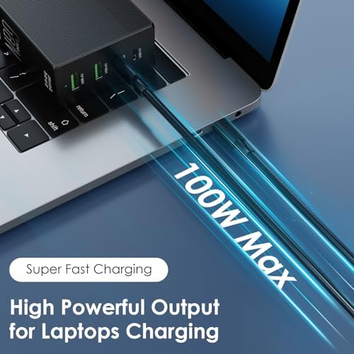 Minthouz 100 W Ga N Multi-Port USB-C/A Wall Charger – Ultimate Fast Charging Station for Mac Book Pro, i Phone, and Laptops – Travel-Friendly, Foldable Design for Enhanced Portability and Compatibility – Power Up to 4 Devices Simultaneously with High-Efficiency Technology
