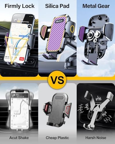 3-in-1 Phone Holders for Your Car [2025 Most Stable and Flexible Suction Cup] Vent Dashboard Windshield Cell Phone Car Mount Fit for iPhone, Samsung, All Phone – Enhanced Compatibility and Speed