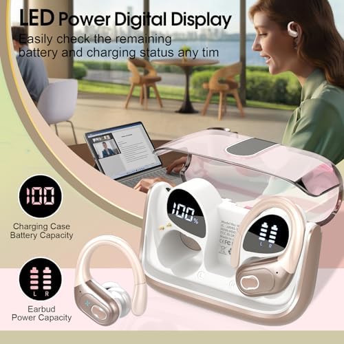 Ultimate Bluetooth 5.4 Wireless Earbuds with 75-Hour Playtime – Ergonomic Deep Bass Sport Headphones with IPX7 Waterproof Rating for Active Lifestyles, Advanced ENC Noise Cancelling Mic for Superior Call Clarity – Ideal for Fitness and Outdoor Activities