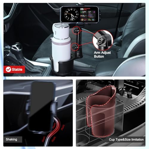 Revolutionary 2-in-1 Car Phone Holder with 360° Rotating Arm for Enhanced Accessibility – Compatible with 4-7 Inch Smartphones for Optimal Hands-Free Navigation and Safety While Driving