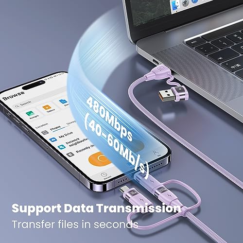 Ultimate 100 W USB C Multi Charging Cable – USAMS 6.6 FT 5-in-1 Fast Sync Nylon Braided Charger for Laptops, Tablets, and Smartphones – Unmatched Speed and Universal Compatibility for All Your Devices