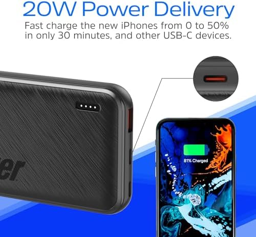 Energizer 20000 m Ah Fast Charging Portable Power Bank with 22.5 W PD3.0 – Versatile USB-C Battery Pack for i Phone 16/15/14/13/12, Samsung S23/S22, and Android Devices – Travel-Ready Design for Reliable On-the-Go Charging
