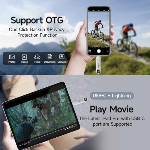 Unlock Limitless Storage with Our 128 GB Dual-Interface Flash Drive for i Phone & i Pad – MFi Certified USB Memory Stick for Effortless Photo, Music, and Video Backup – High-Speed Lightning & USB Type-C Compatibility for Seamless Data Transfer and Enhanced Performance