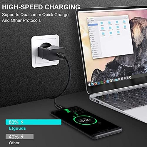 etguuds 4-Pack USB Type C Charging Cable – 6 ft Nylon Braided Fast Charger Cord for Samsung Galaxy S20/S10/S9/Note Series & Moto G – Superior Durability and High-Speed Power Delivery Up to 3 A – Ideal for Home, Office, and On-the-Go Use