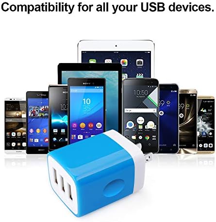 Sicodo 3-Pack USB Wall Charger Adapter – Universal 3.1 A Multi-Port Fast Charging Block for i Phone 16/15/14/13/12 SE/11 Pro, Samsung Galaxy S24/S23/S22/S21 Ultra, and Google Devices – Compact Travel Charger for On-the-Go Power Solutions
