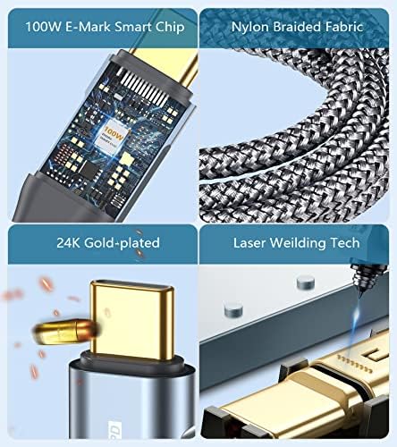 6.6 ft USB Type C Charger Cable – 100 W Power Delivery Fast Charging for i Phone 16/15 Pro Max, Mac Book, i Pad Pro/Air & Samsung Galaxy S24/S23/S22 – Durable Nylon Braided 2-in-1 USB C to C Design for Optimal Compatibility and Speed