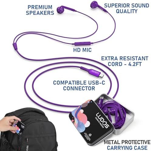 LUDOS FEROX USB-C Earbuds – Premium Wired Headphones for i Phone 16 & Samsung Galaxy Series, Featuring Exceptional Audio Clarity & Deep Bass, Ergonomically Designed for All-Day Comfort, Tangle-Free Cable for Streamlined Use, Supported by an Impressive 5-Year Warranty, Eye-Catching Vibrant Green Finish – Elevate Your Sound Experience for Music Lovers and Gamers Alike
