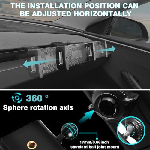 Tesla Model Y & Model 3 Mag Safe-Compatible Dashboard Phone Holder – 360° Adjustable Cradle for All Smartphones & Tablets – Secure 1/4 Screw Mount for Ultimate Safety and Accessibility – Essential EV Accessory for Hands-Free Navigation and Optimal Driving Experience