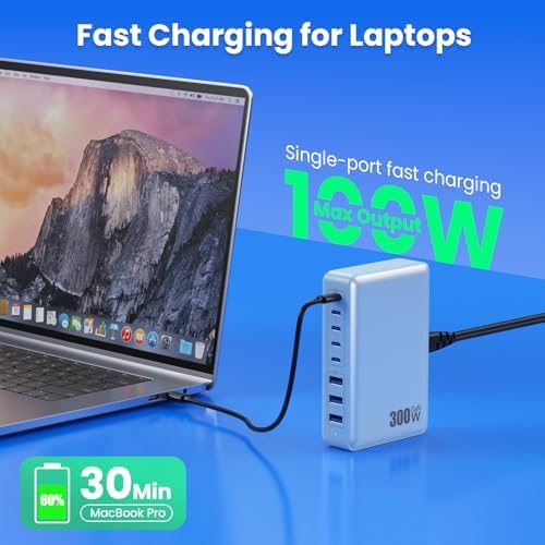 Power Up in Style: 300 W Ga N IV 8-Port USB-C Charging Hub – Fast PD 100 W Charger for Mac Book, i Phone 16/15/14, and Galaxy Devices – Ultimate Compact Charging Solution for Home and Travel Efficiency – Multi-Device Compatibility with Rapid Charging Capability – Engineered for Professionals and Tech Enthusiasts – Stay Powered Anywhere with This Versatile Charging Station